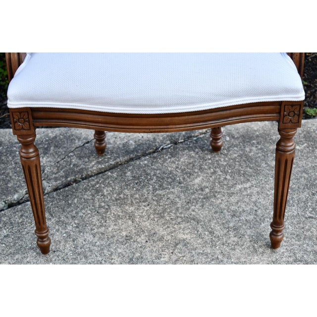 Ethan Allen Francesca Louis XVI Oval Back Armchair Carved Wood French Accent Chair For Sale - Image 9 of 18