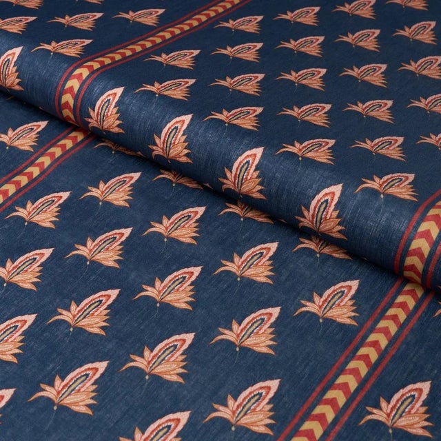 2020s SAMPLE - Schumacher X Laura Gonzalez Bangalore Imagination Fabric In Bleu For Sale - Image 5 of 5