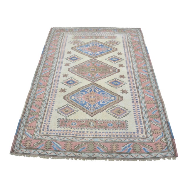 1960s Oushak Natural Bohemian Decor Handmade Area Rug For Sale