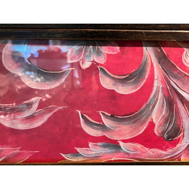 Traditional Vintage Peruvian Reverse Painted Glass Floral Mirror 23x23" For Sale - Image 3 of 7