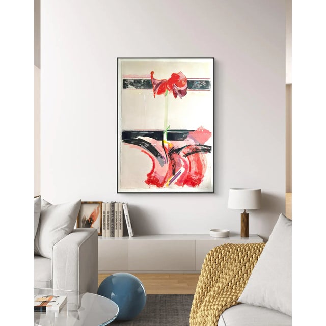 American 1980s David Swanson Large Watercolor Painting on Paper in Metal Frame - Signed and Dated For Sale - Image 3 of 7