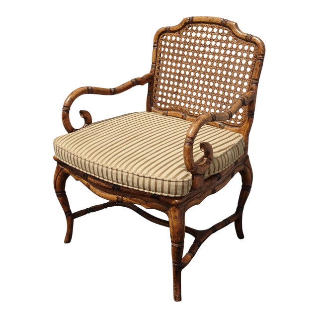Vintage French Country Cane Faux Bamboo Accent Chair W Scrolled Armrests Italy Chairish