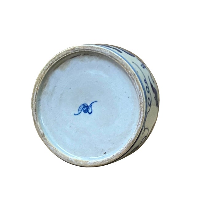 Chinoiserie Chinese Blue White Porcelain Fat Base Gourd Graphic Small Vase - Set of 2 For Sale - Image 3 of 5