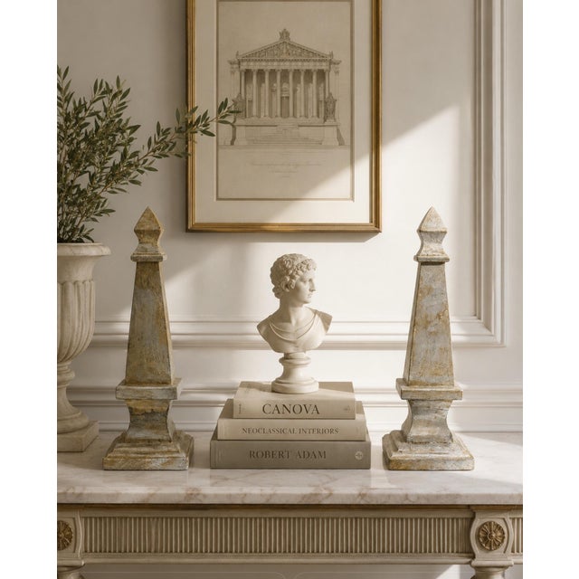Pair of lightweight wooden obelisks handcrafted in Indonesia, possibly Balsa Wood. Each piece features a 4.5” x 4.5”...
