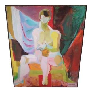 Abstract Female Nude, Oil on Canvas, Signed May Bender 1968 For Sale