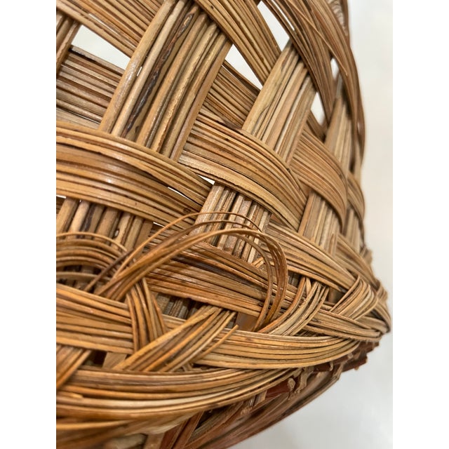 Vintage Artisan Handcrafted Round Rattan Basket For Sale - Image 11 of 11