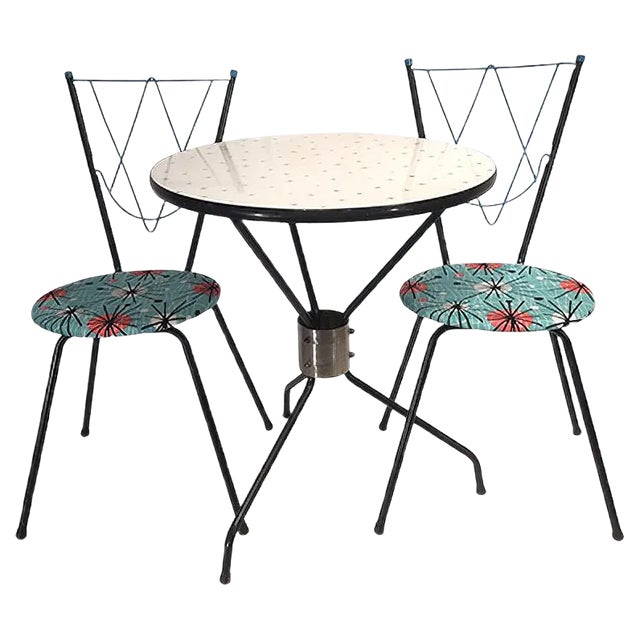 Vintage Dining Set with 1 Table and 2 Chairs For Sale