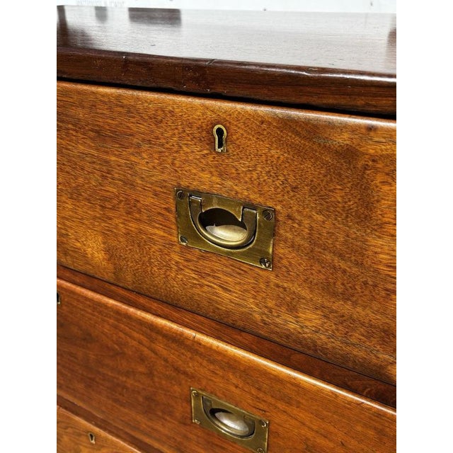 Brown Antique Campaign Military Chest For Sale - Image 8 of 15