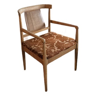 Mid Century American of Martinsville Curved and Caned Back Arm Chair, Signed For Sale