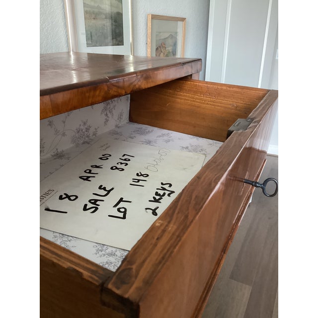Antique 19th Century Biedermeier Flame Cherrywood Chiffonier / Tall Chest of Drawers For Sale - Image 9 of 18
