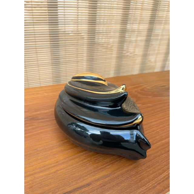 Black Vintage Italian Hand Painted Ceramic Vanity Box Signed by the Artist. For Sale - Image 8 of 13