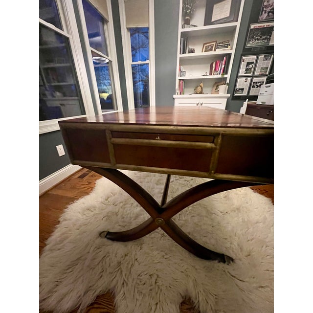 Traditional Correspondents Leather Writing Desk & Chair For Sale - Image 3 of 17