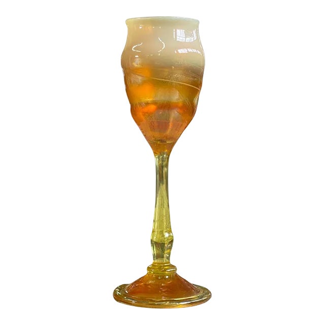 Antique Tiffany Favrile Iridescent Glass Goblet For Sale