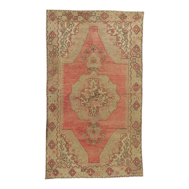 Vintage Turkish Oushak Rug - 04'08 X 08'01 For Sale