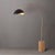 Mid-Century Modern 1980s Luna Bella Mid Century Brass Floor Lamps - 92" Tambo Modern Arc Lamp, Brass Body, Wood Base, Black/Gold Shade For Sale - Image 3 of 4