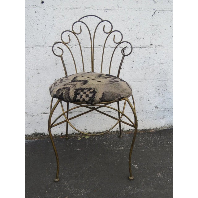 Hollywood Regency Distressed Metal Small Child Vanity Side Chair For Sale - Image 11 of 11