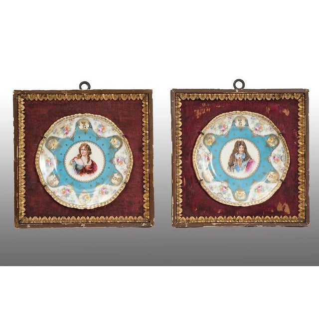 Antique 19th Century Ceremonial Plates in Polychrome Sèvres Porcelain, France, Set of 2 For Sale - Image 6 of 6