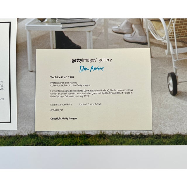 Yellow 1970s "Poolside Chat", Palm Springs 1970, Limited Edition 1/150, 30" X 40" C-Print by Slim Aarons For Sale - Image 8 of 9