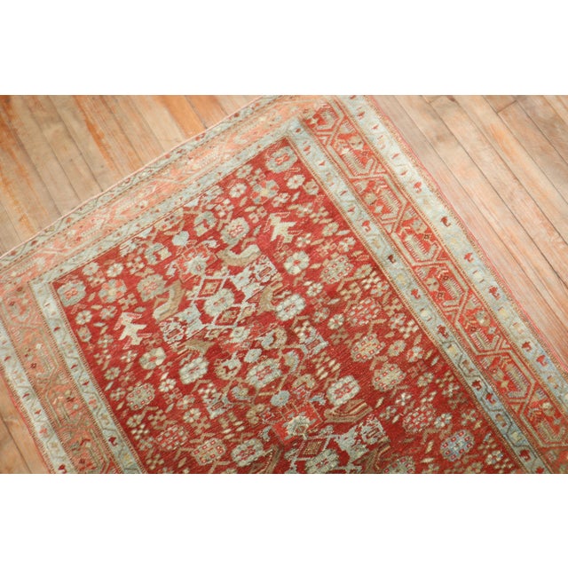 Red Zabihi Collection Red Persian Malayer Small Size Square Rug For Sale - Image 8 of 9