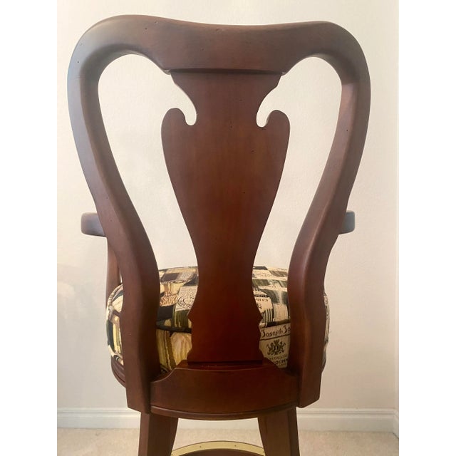 Late 20th Century Exquisite Cherry Custom Swivel Bar Stools Set of Four Excellent Mint Condition For Sale - Image 12 of 18