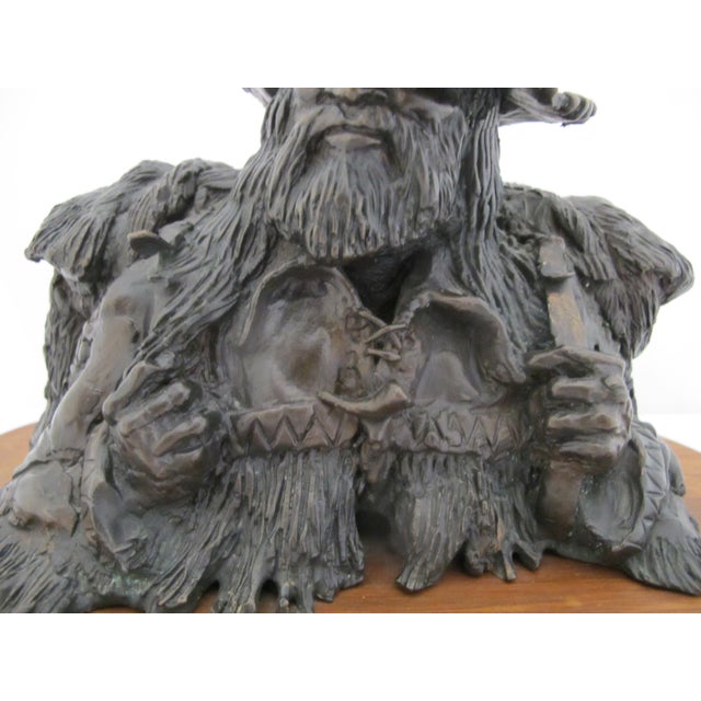 Cabin Dan Huber Oregon Western Rocky Mountain Trapper Bronze Sculpture With Coa For Sale - Image 3 of 13