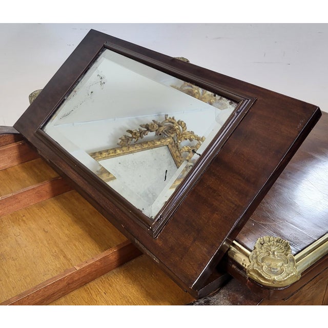 Antique French Bronze & Inlaid Mahogany Flip Top Game Table Desk For Sale - Image 17 of 18
