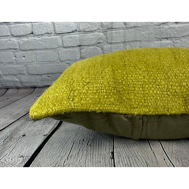 16 x 24 Hemp Pillow Turkish Cushion Natural Green Pillow Cushion Cover For Sale - Image 4 of 4