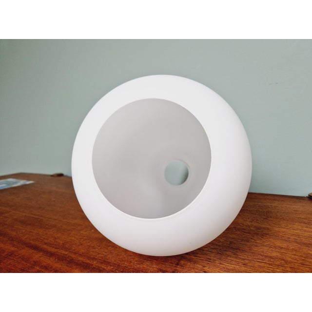 Scandinavian Pendant Lights in White Satin Glass and Brass, 1960s, Set of 3 For Sale - Image 14 of 18