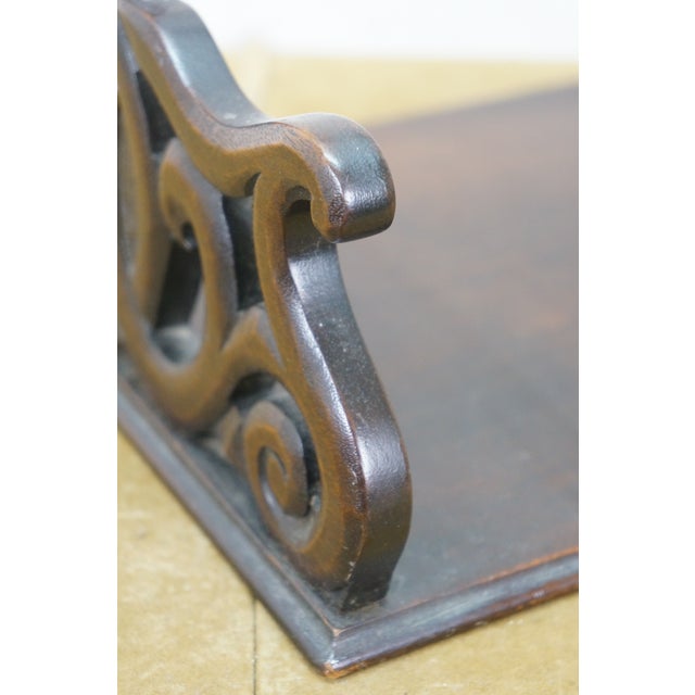 Mahogany Pierced Scrolled Magazine Holder Book Tray W Bentwood Handle 15" For Sale - Image 10 of 11