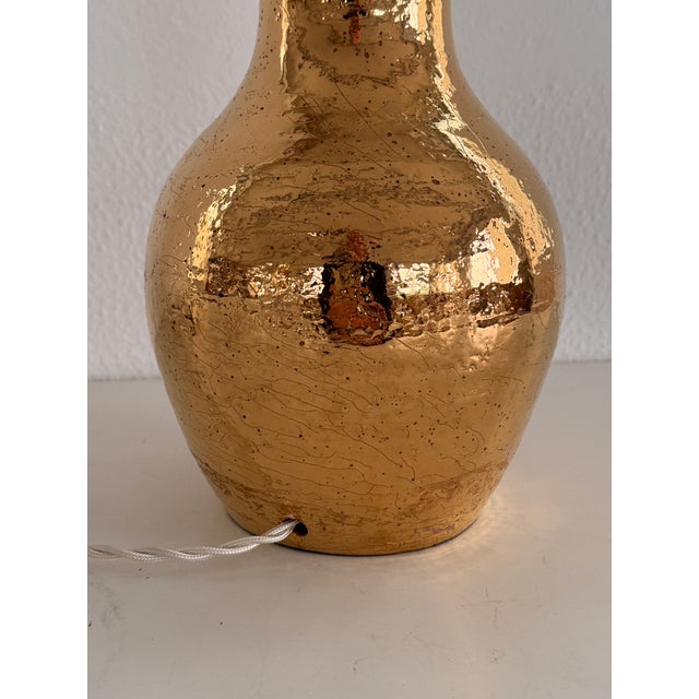 Mid-Century Italian Ceramic and Gold 24k Metallic Table Lamp by Aldo Londi for Bitossi, 1970s For Sale - Image 11 of 14