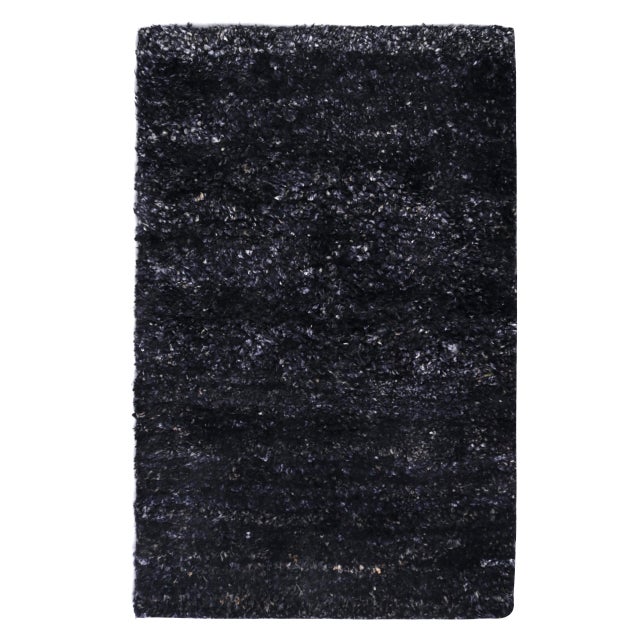Textile Rug & Kilim's Modern Textural Rug in Midnight Blue With Tonal Design For Sale - Image 7 of 7
