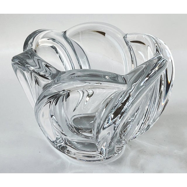 Antique 20th C Art Vannes France Crystal Hand-Blown Art Glass Bowl Signed C1950s For Sale - Image 4 of 10