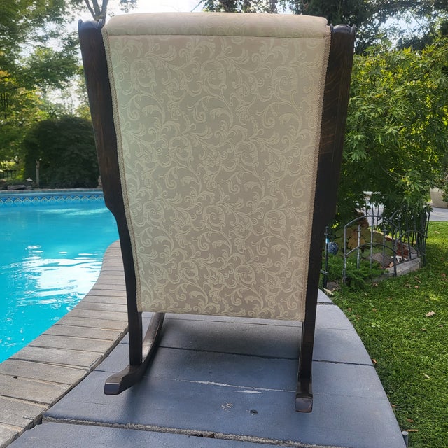 Early 20th Century Antique Hand Carved Faces of the North Wind Wood Rocking Chair For Sale - Image 5 of 7