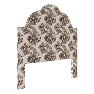 Cascade Headboard in Schumacher Pyne Hollyhock, Charcoal - Queen For Sale