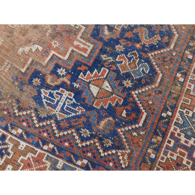 Distressed Antique Persian Rug. 5'2"x 6'7" For Sale - Image 4 of 13
