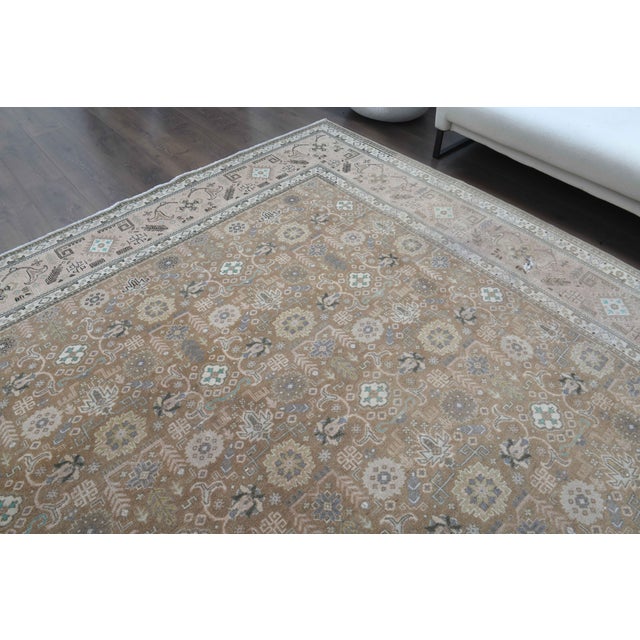 1970s 1970s Vintage Persian Handmade Wool Cotton Light Brown Area Rug For Sale - Image 5 of 11