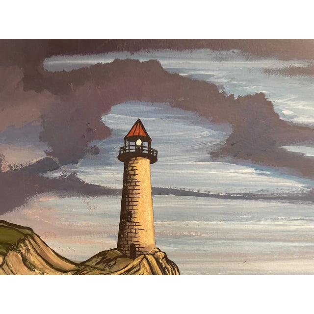 Coastal Don Stewart Lighthouse Painting After Bob Ross For Sale - Image 3 of 7