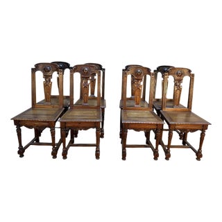 Neo-Renaissance Walnut Chairs, Set of 8 For Sale