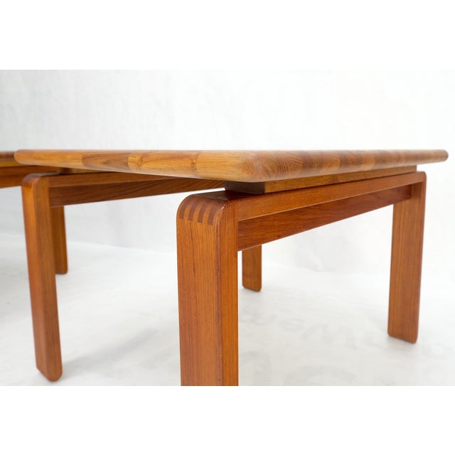 Pair of Solid Teak Danish Mid-Century Modern Square Side End Coffee Tables Mint For Sale - Image 10 of 11