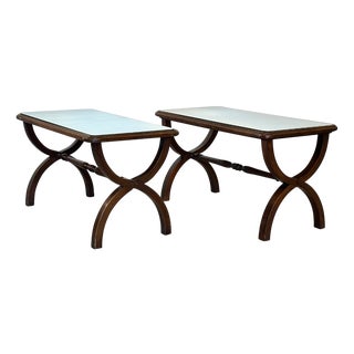 Wooden and Mirror Coffee Tables, 1960s, Set of 2 For Sale