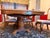 1990s Grand Traditional Italian Carved Pedestal Dining Table & 8 Damask Chairs - 9 Piece Set For Sale - Image 4 of 9