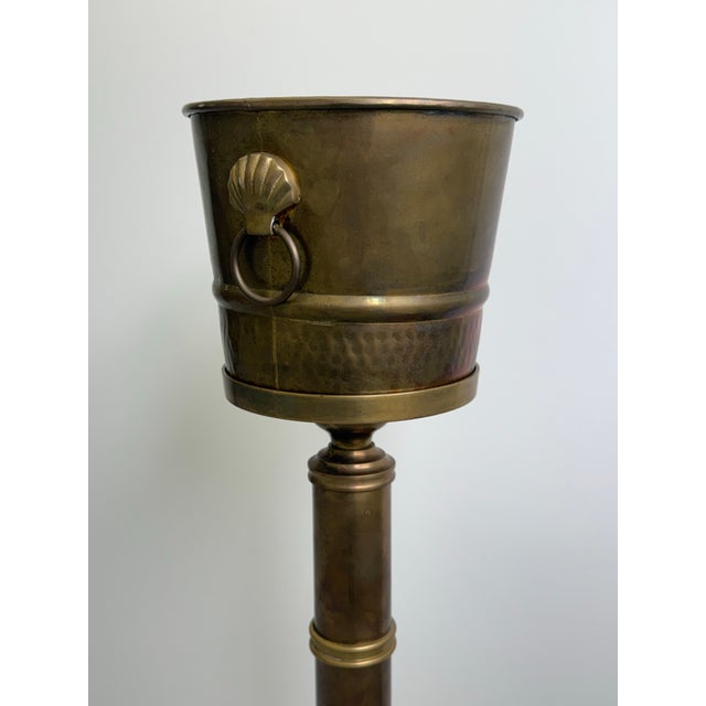 1970s Hollywood Regency Bamboo Brass Wine/Champagne Bucket on Stand For Sale In Tampa - Image 6 of 10