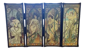 French School Artist, The Four Seasons, Early 20th Century, Watercolors, Set of 4
