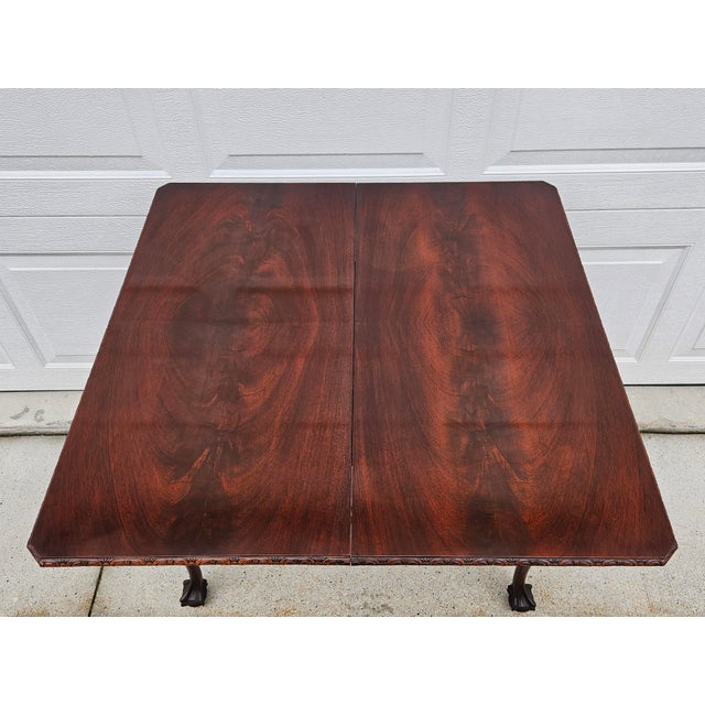 Square Ball and Claw Crotch Mahogany Flip Top Console Game Table For Sale - Image 6 of 17