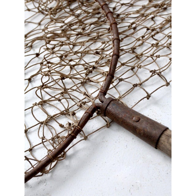 Antique Fish Net With Wood Handle For Sale - Image 6 of 9