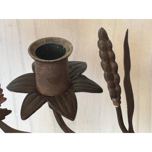 Antique French Iron Candelabra, Grapes and Wheat Motif For Sale - Image 16 of 16