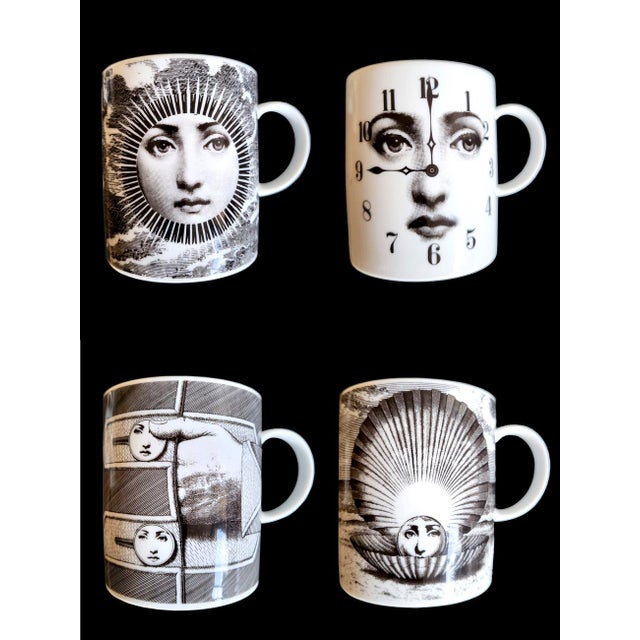 Designed for Rosenthal by Piero Fornasetti in the 1980s, this is a set of four of the original six Julia Collection...