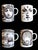 Designed for Rosenthal by Piero Fornasetti in the 1980s, this is a set of four of the original six Julia Collection...