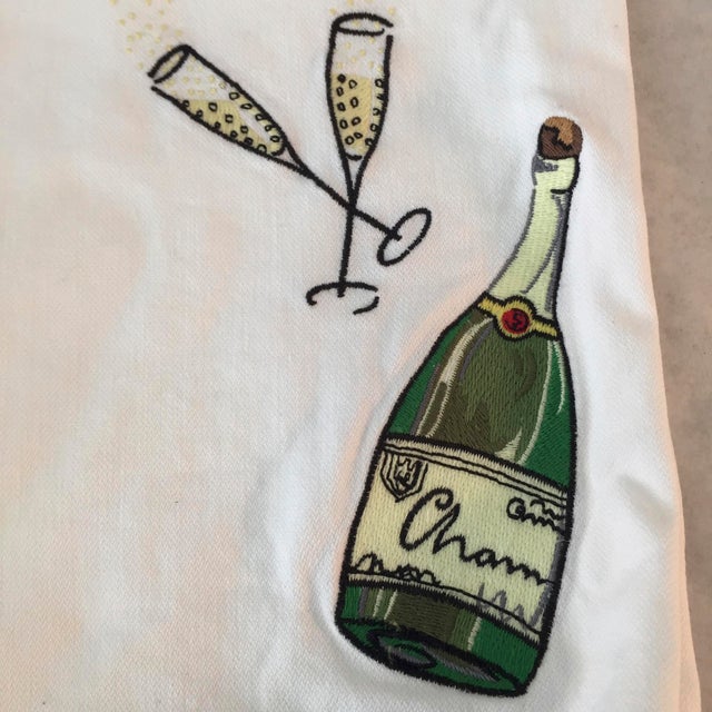 Pottery Barn Bubbly 8 Dessert Plates Champagne Bucket And Towel
