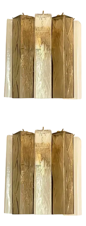 Transparent and Fumè Squared Murano Glass Wall Sconces by Simoeng, Set of 2
